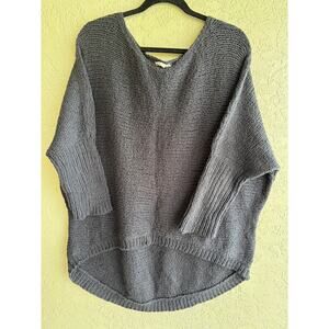Eileen Fisher Oversized Sweater Womens L Gray High Low Chunky Knit Dolman Sleeve
